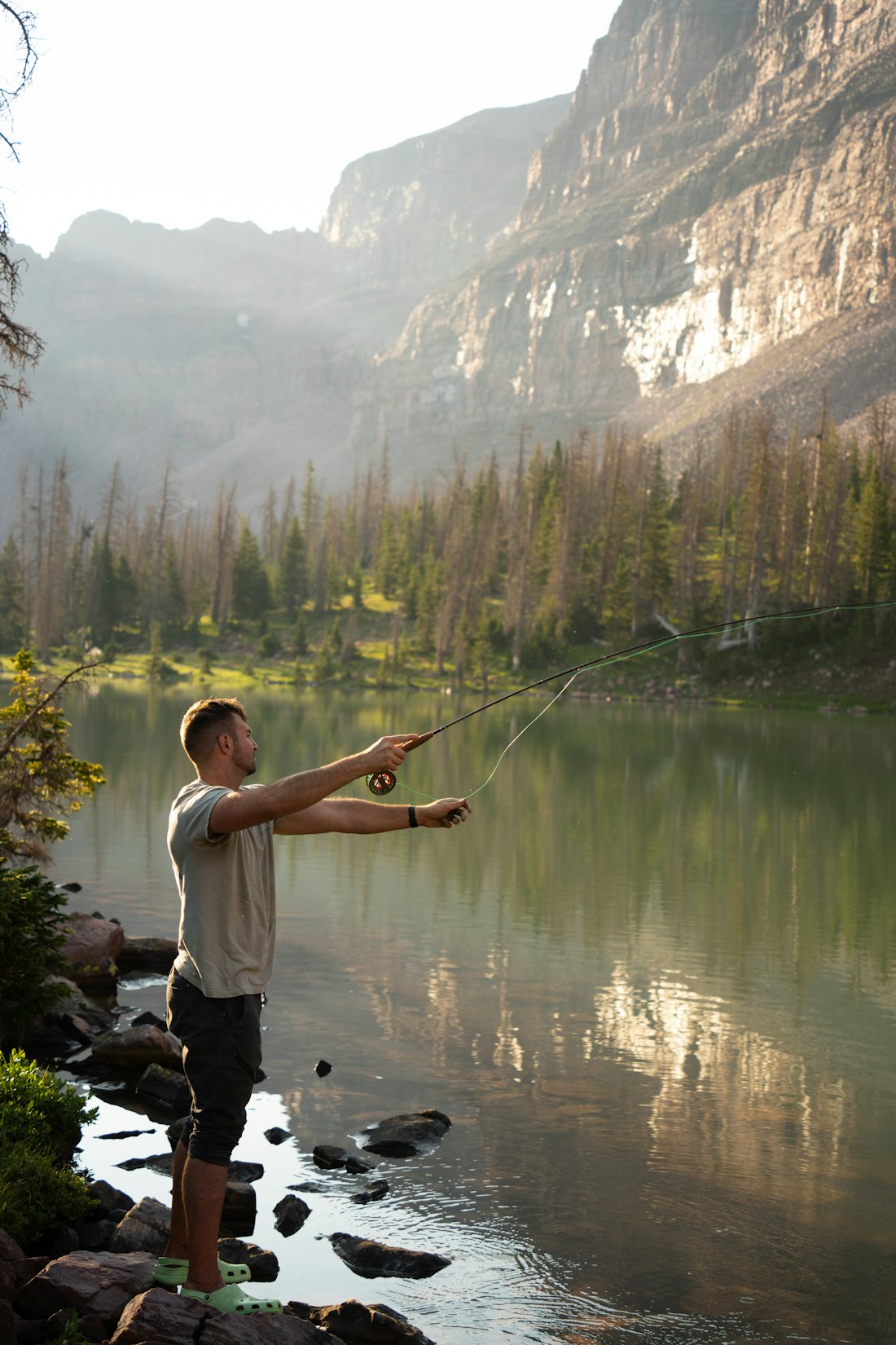 Tranquil Lakeside Fly Fishing