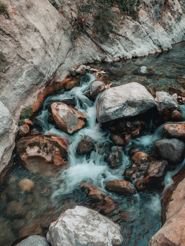 Mountain Stream Over Rocks